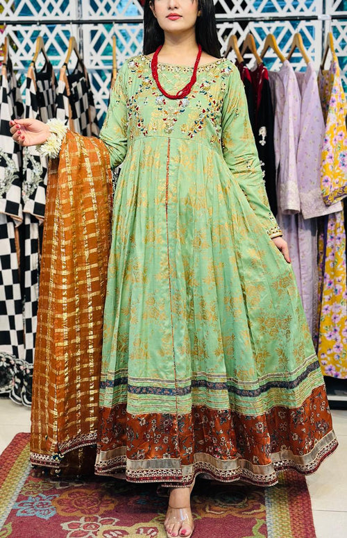 3 Pcs Festive Luxury Outfit Long Frock
