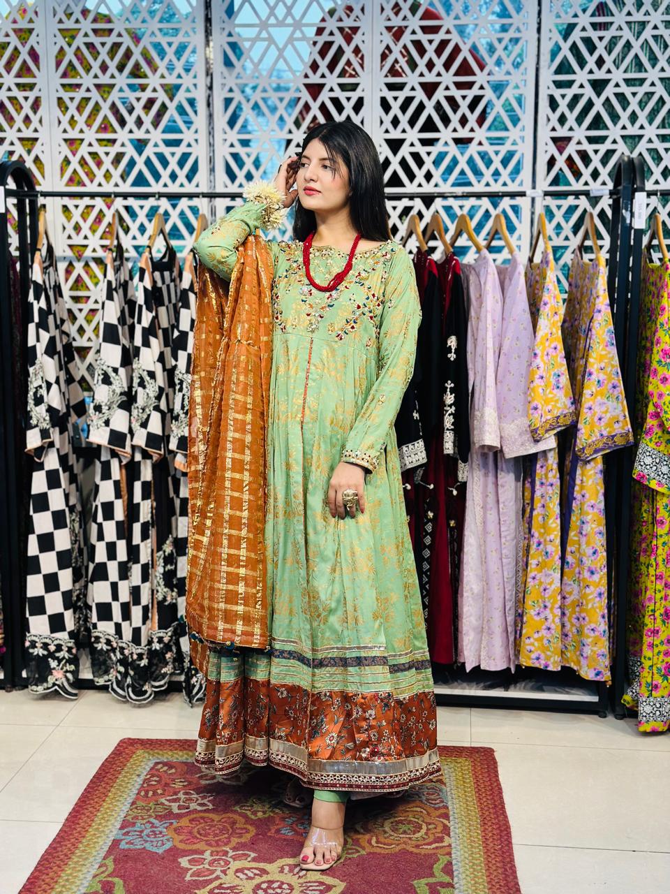 3 Pcs Festive Luxury Outfit Long Frock