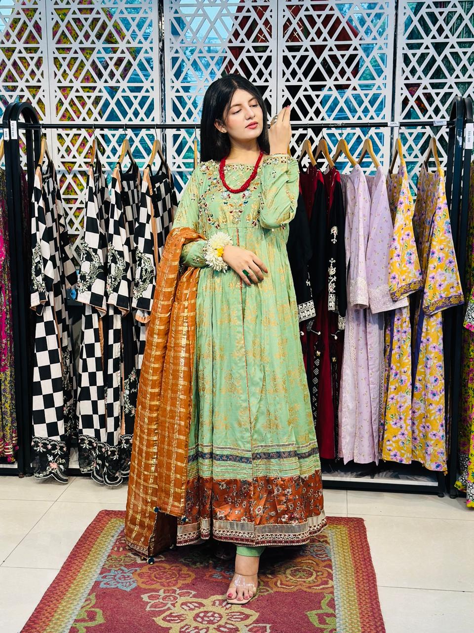 3 Pcs Festive Luxury Outfit Long Frock