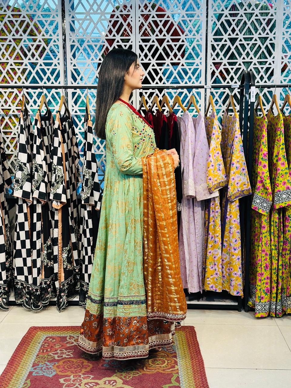 3 Pcs Festive Luxury Outfit Long Frock