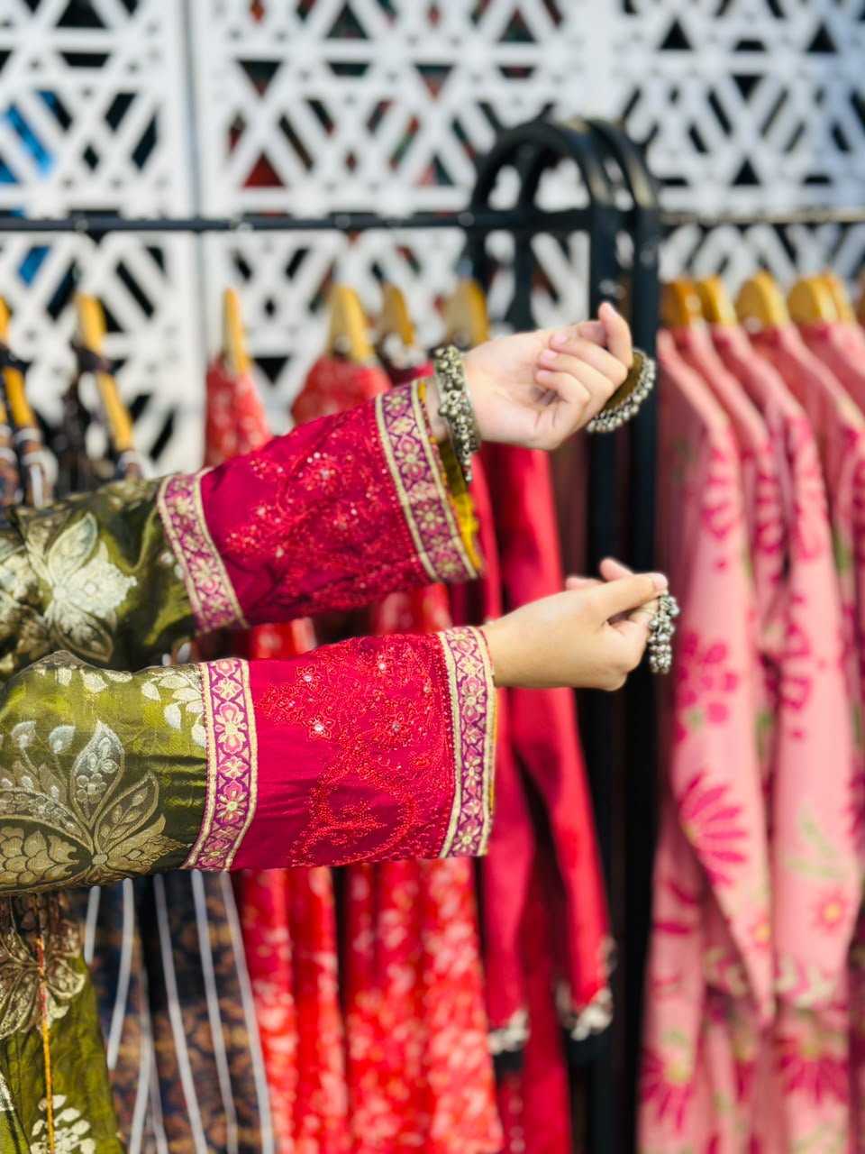 3 Pcs  Mughlai fabric, the grace of handmade Frock