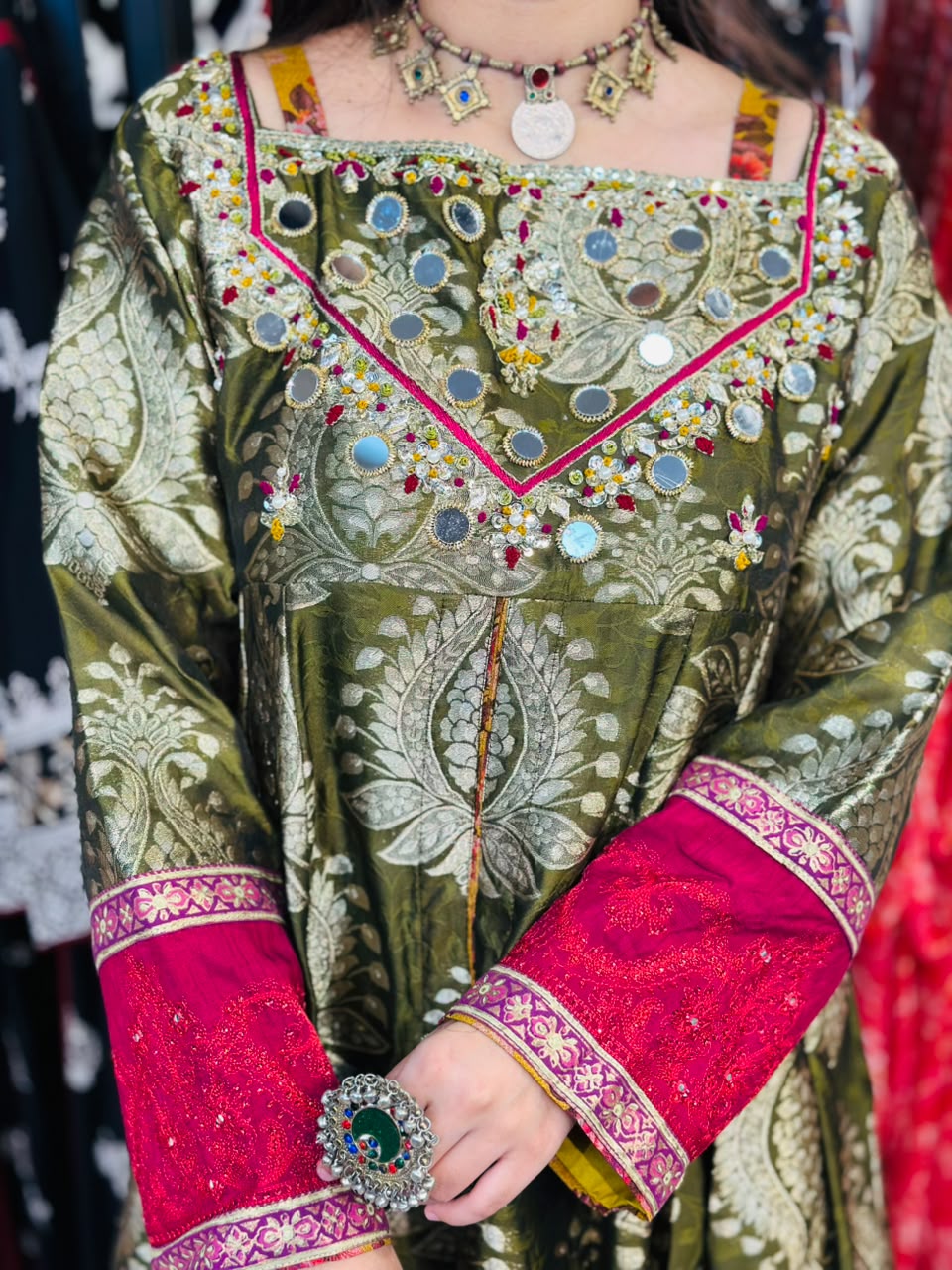 3 Pcs  Mughlai fabric, the grace of handmade Frock