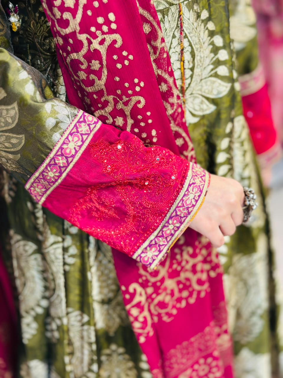 3 Pcs  Mughlai fabric, the grace of handmade Frock