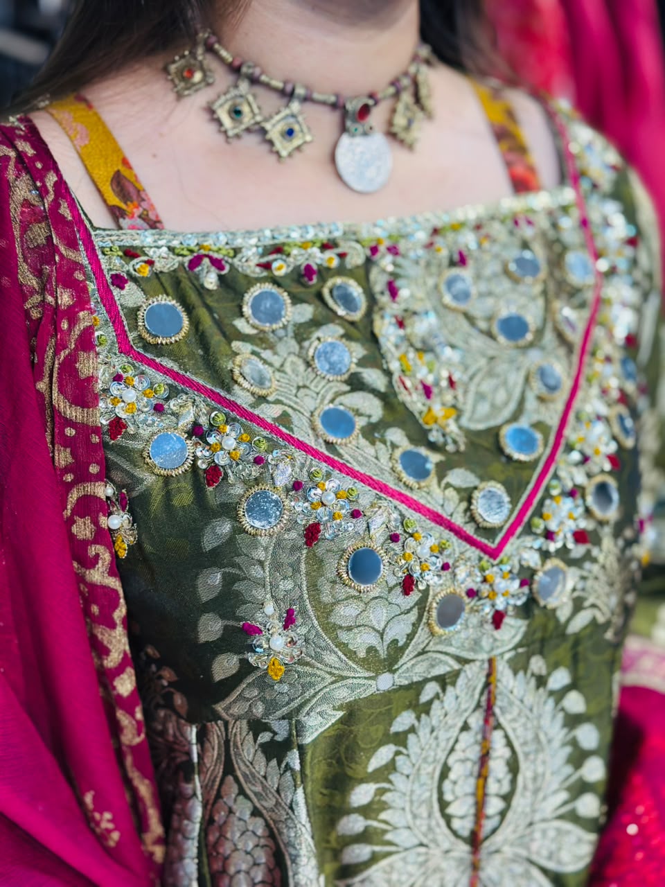 3 Pcs  Mughlai fabric, the grace of handmade Frock