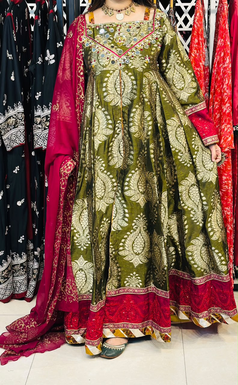 3 Pcs  Mughlai fabric, the grace of handmade Frock