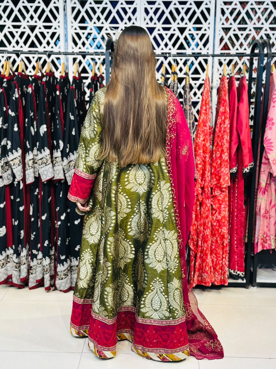 3 Pcs  Mughlai fabric, the grace of handmade Frock
