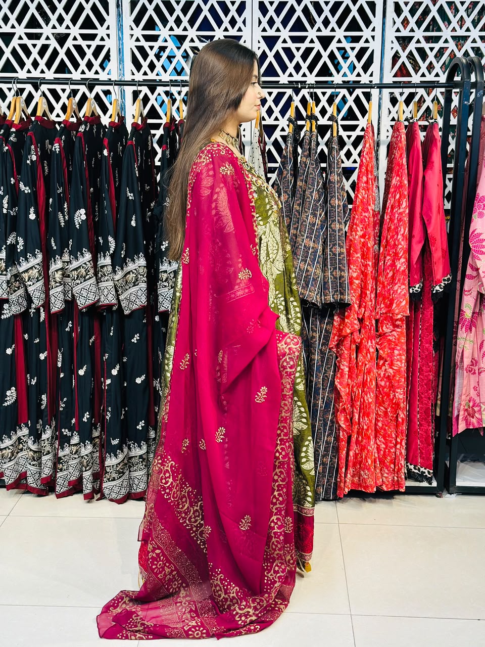 3 Pcs  Mughlai fabric, the grace of handmade Frock