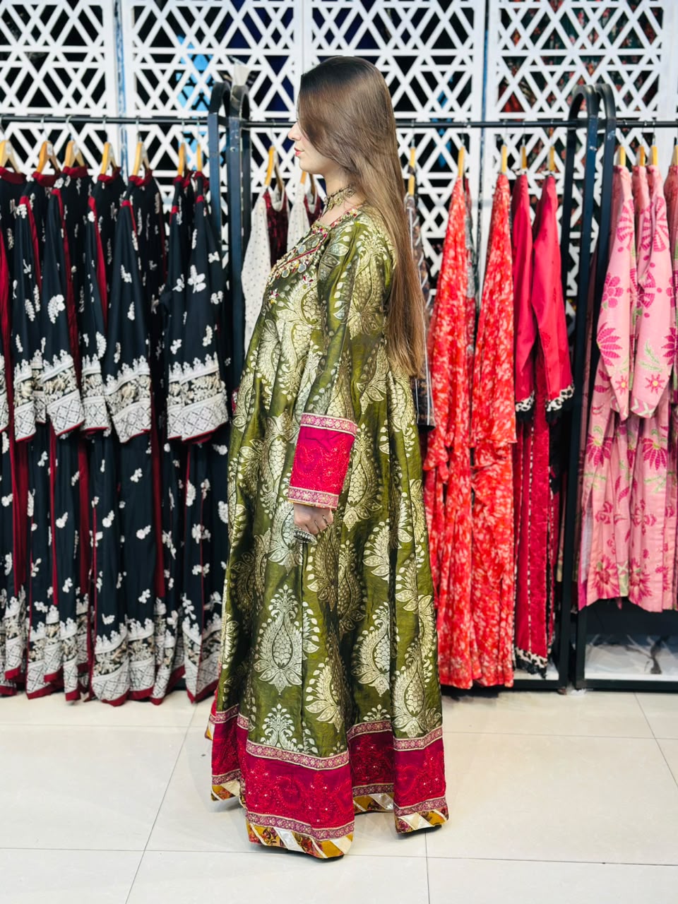 3 Pcs  Mughlai fabric, the grace of handmade Frock