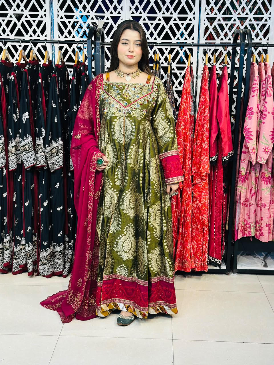 3 Pcs  Mughlai fabric, the grace of handmade Frock
