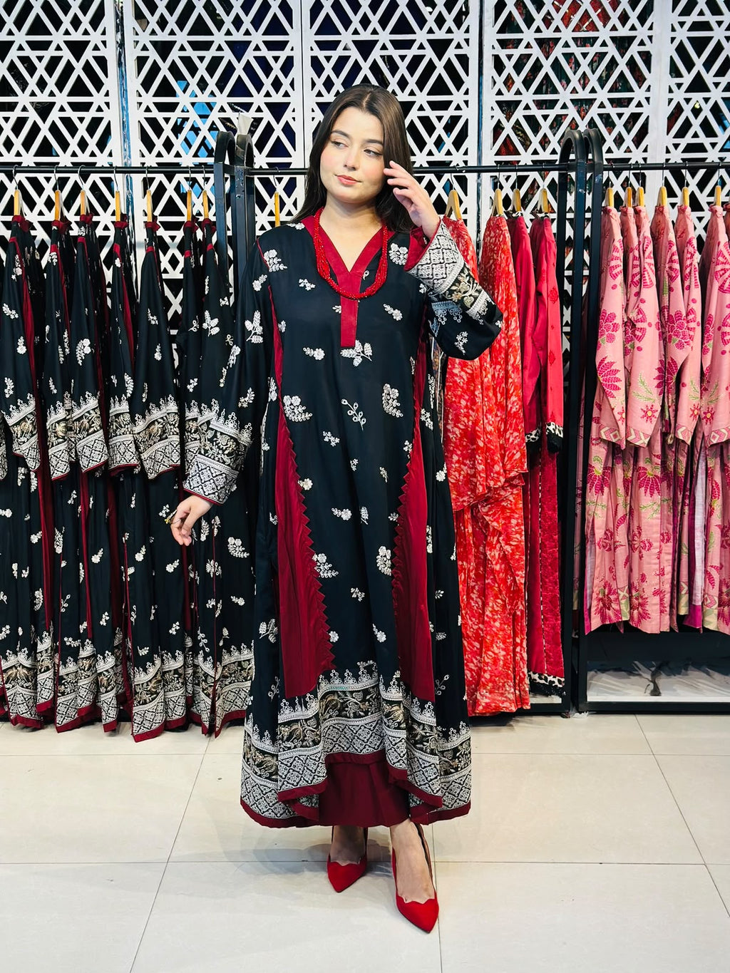 2 Pcs Black & Maroon A-line Frock