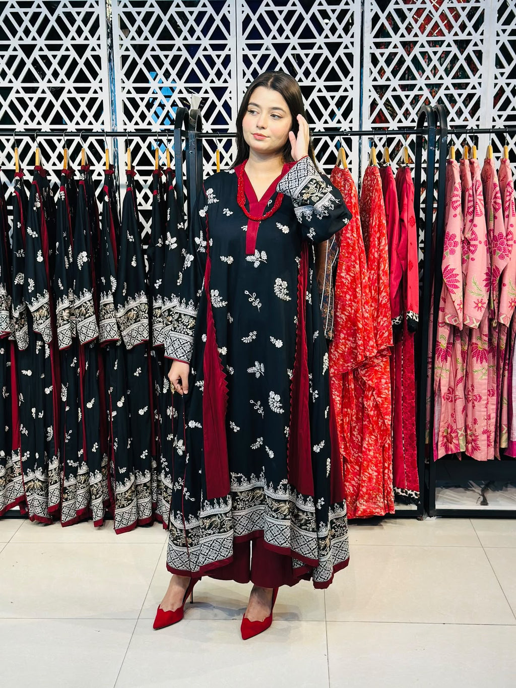 2 Pcs Black & Maroon A-line Frock