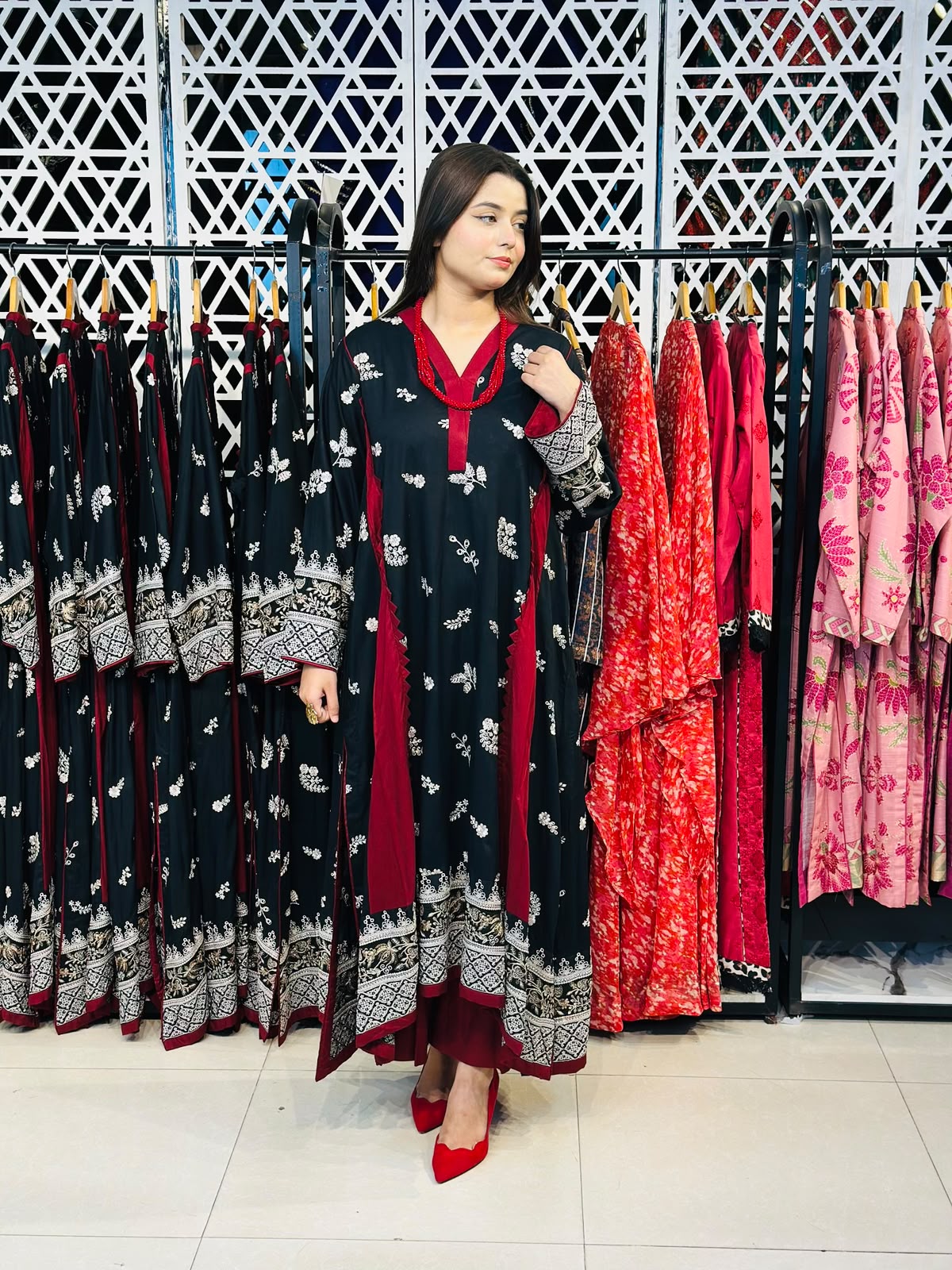 2 Pcs Black & Maroon A-line Frock