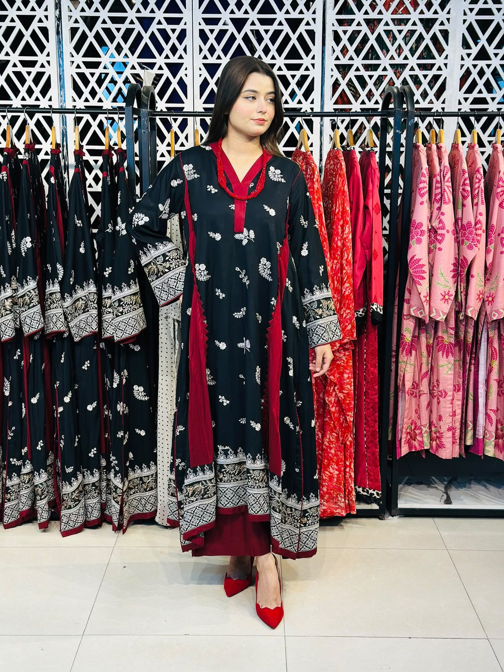 2 Pcs Black & Maroon A-line Frock