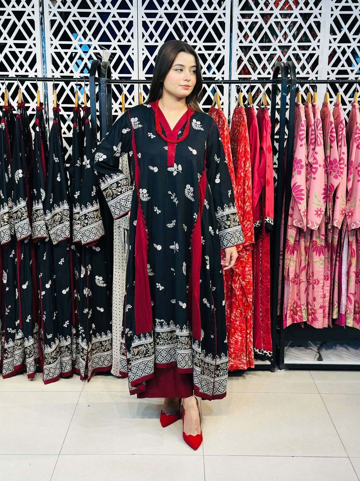 2 Pcs Black & Maroon A-line Frock