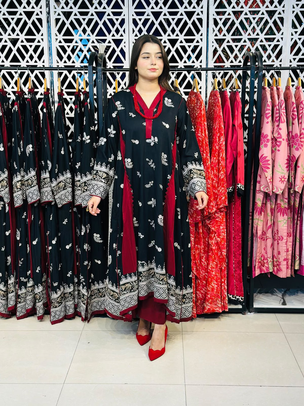 2 Pcs Black & Maroon A-line Frock