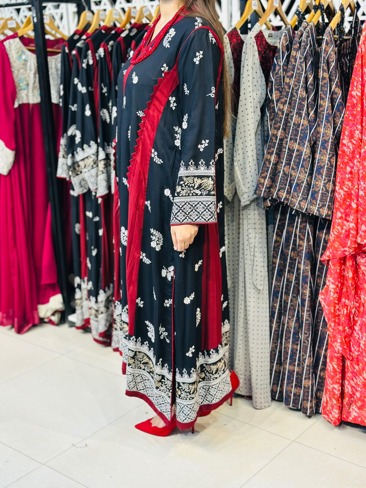 2 Pcs Black & Maroon A-line Frock