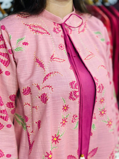 2 Pcs Printed gown + shocking pink contrast - love this combo