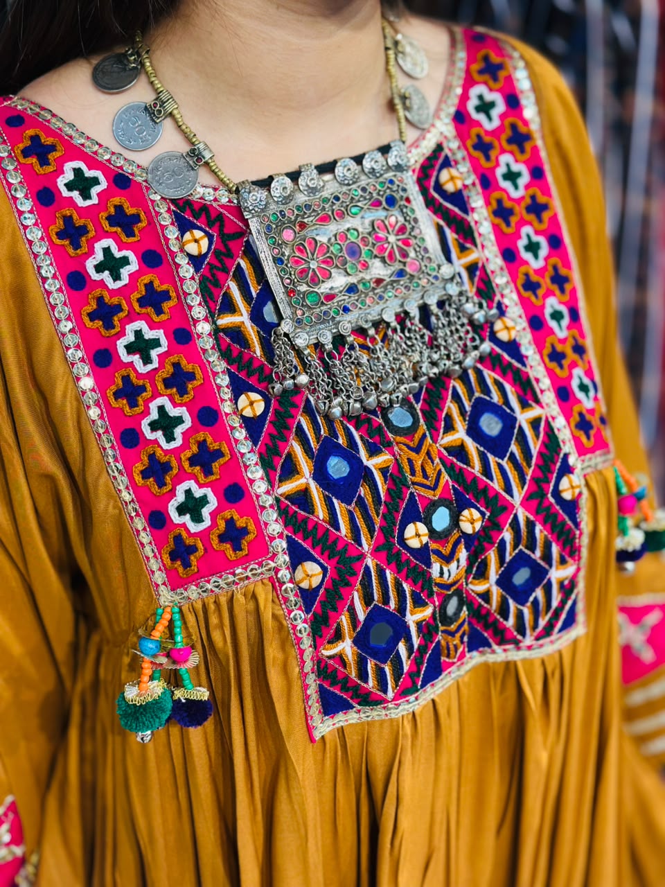 2 Pcs Mustard Muse - Featuring 100% Handmade Afghani Frock