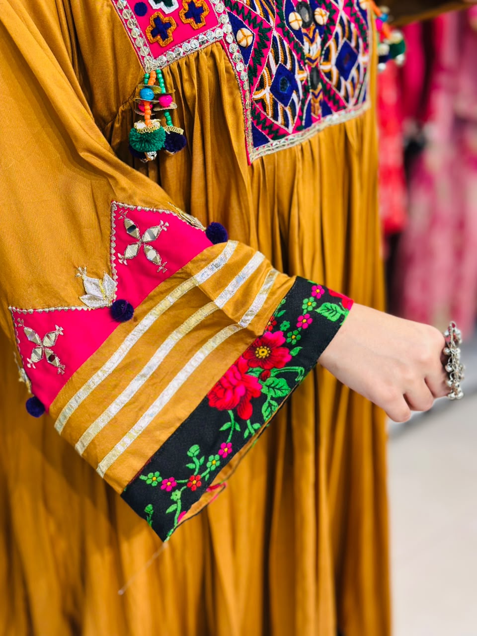 2 Pcs Mustard Muse - Featuring 100% Handmade Afghani Frock