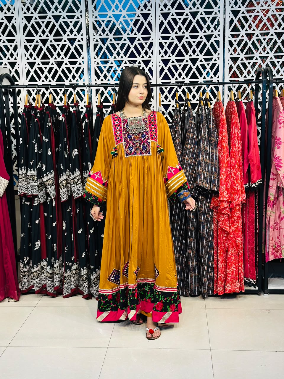 2 Pcs Mustard Muse - Featuring 100% Handmade Afghani Frock