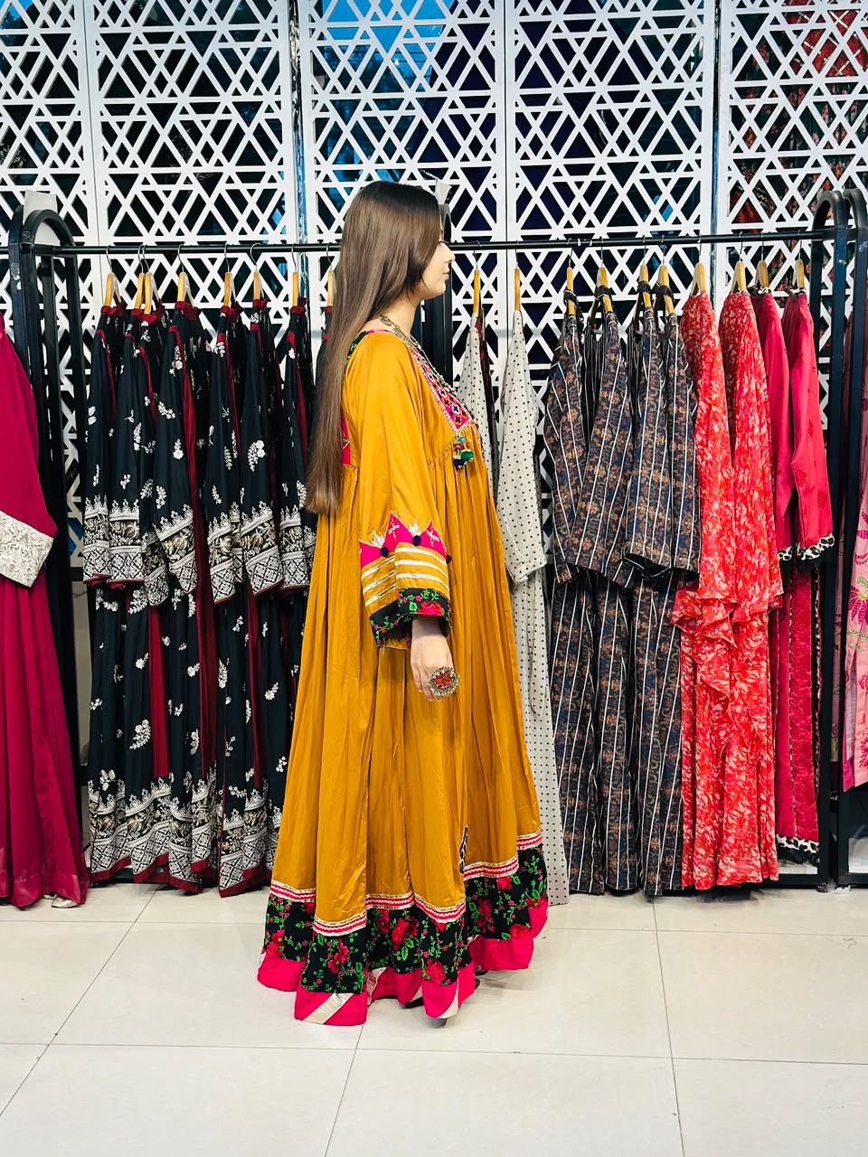 2 Pcs Mustard Muse - Featuring 100% Handmade Afghani Frock