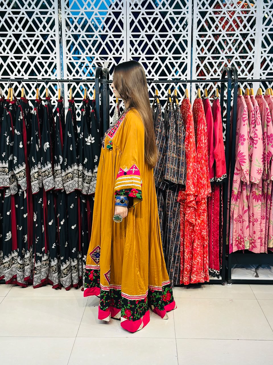 2 Pcs Mustard Muse - Featuring 100% Handmade Afghani Frock
