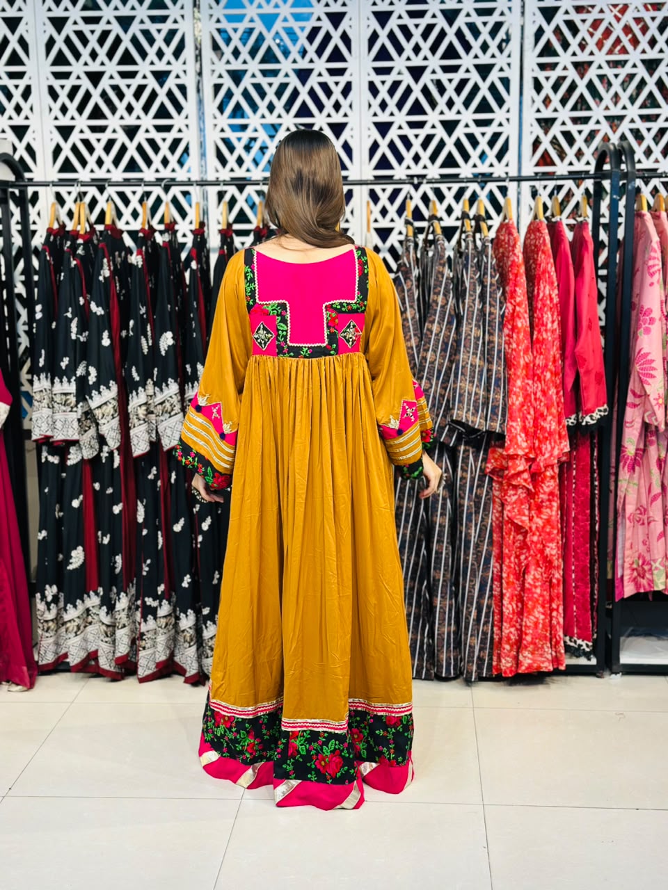 2 Pcs Mustard Muse - Featuring 100% Handmade Afghani Frock