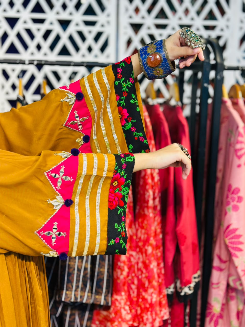 2 Pcs Mustard Muse - Featuring 100% Handmade Afghani Frock