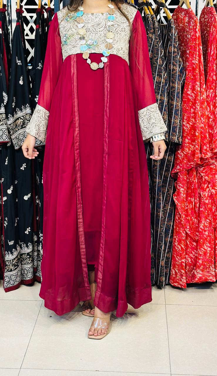 2 Pcs Semi Festive Chiffon Frock