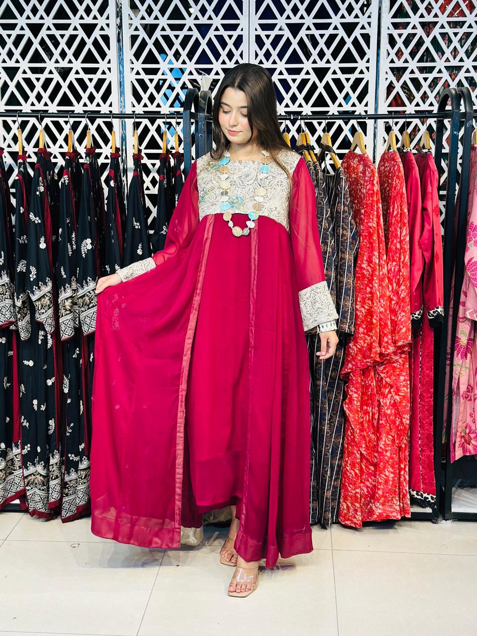 2 Pcs Semi Festive Chiffon Frock