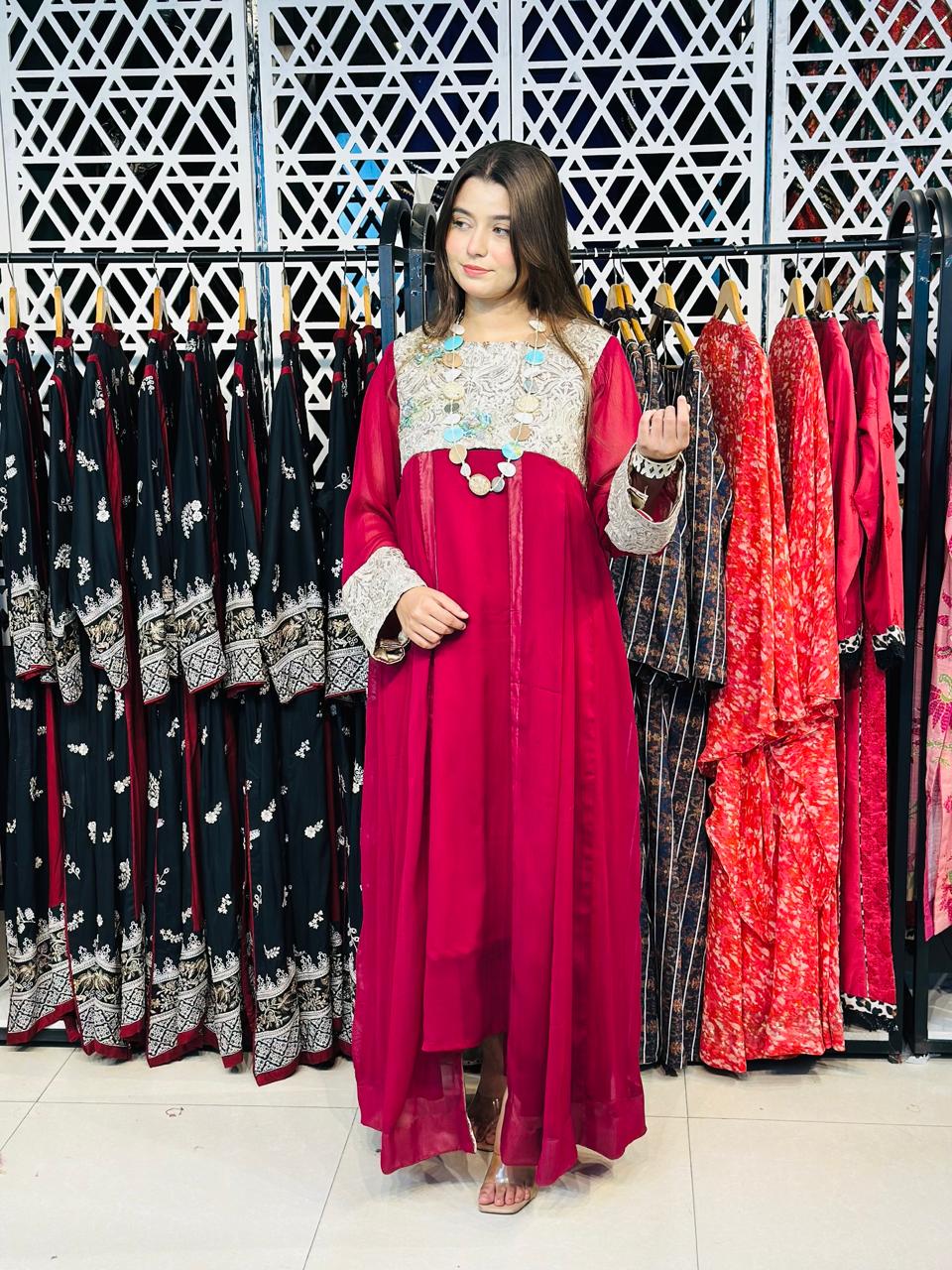 2 Pcs Semi Festive Chiffon Frock