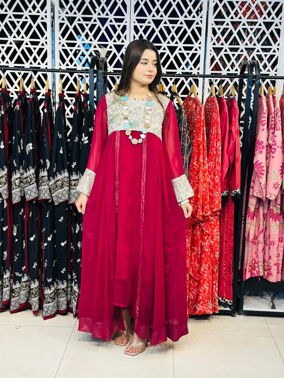 2 Pcs Semi Festive Chiffon Frock