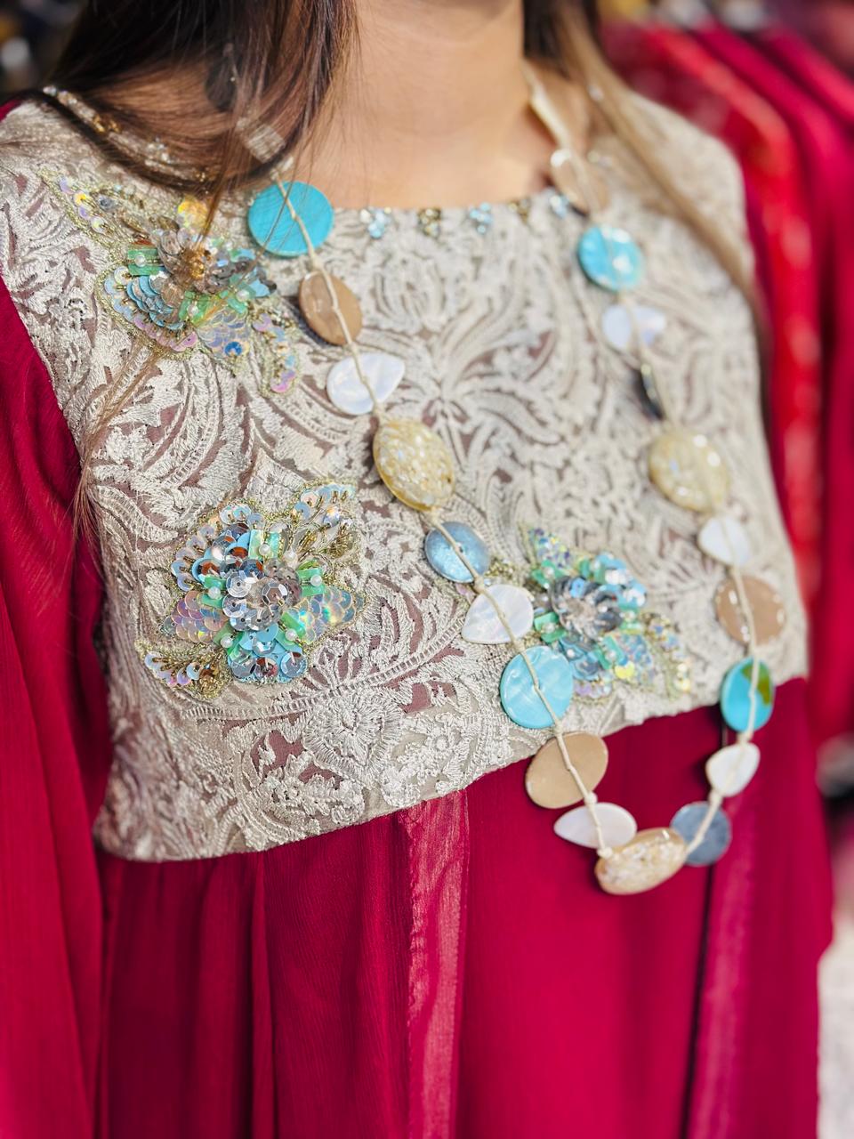 2 Pcs Semi Festive Chiffon Frock