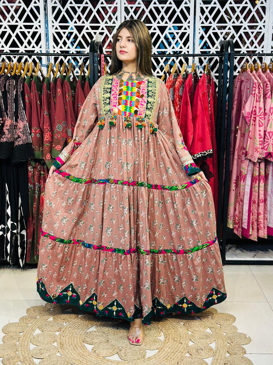 2 Pcs a heavy multicolor embroidered chest panel with mirror work