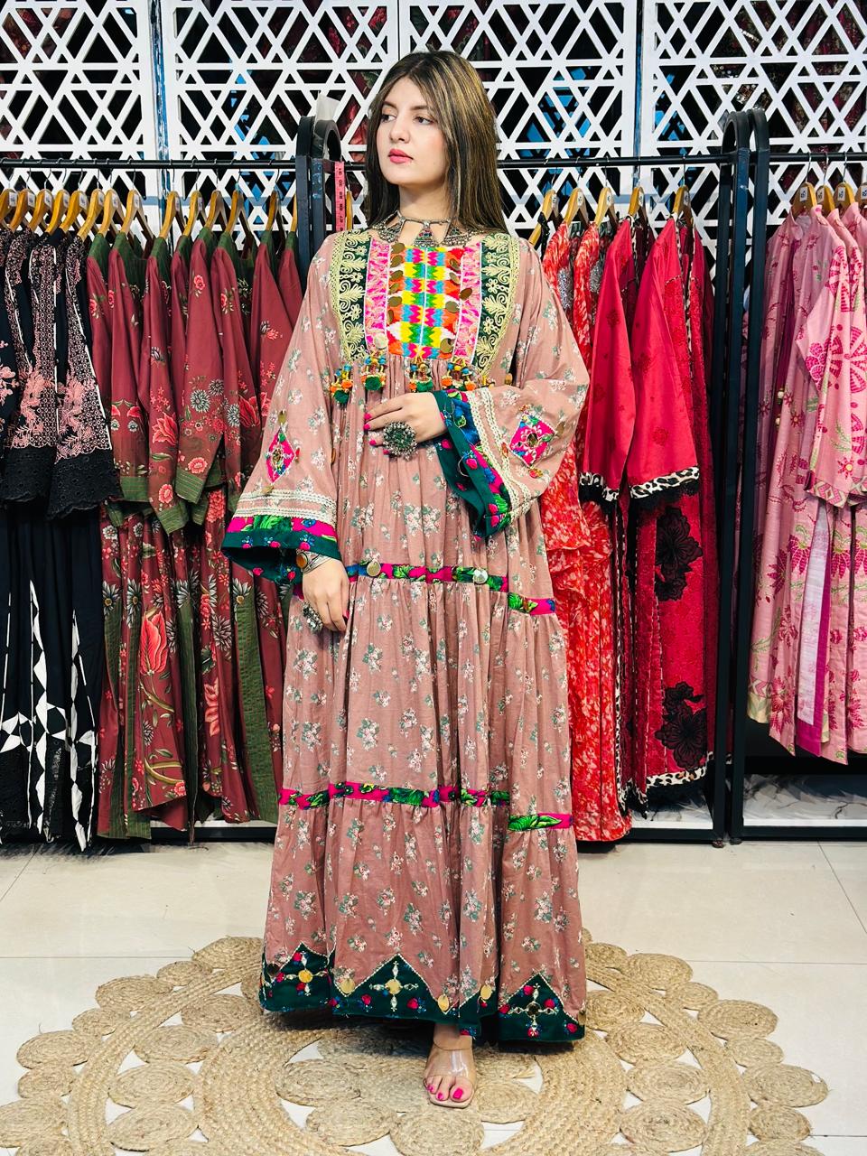 2 Pcs a heavy multicolor embroidered chest panel with mirror work