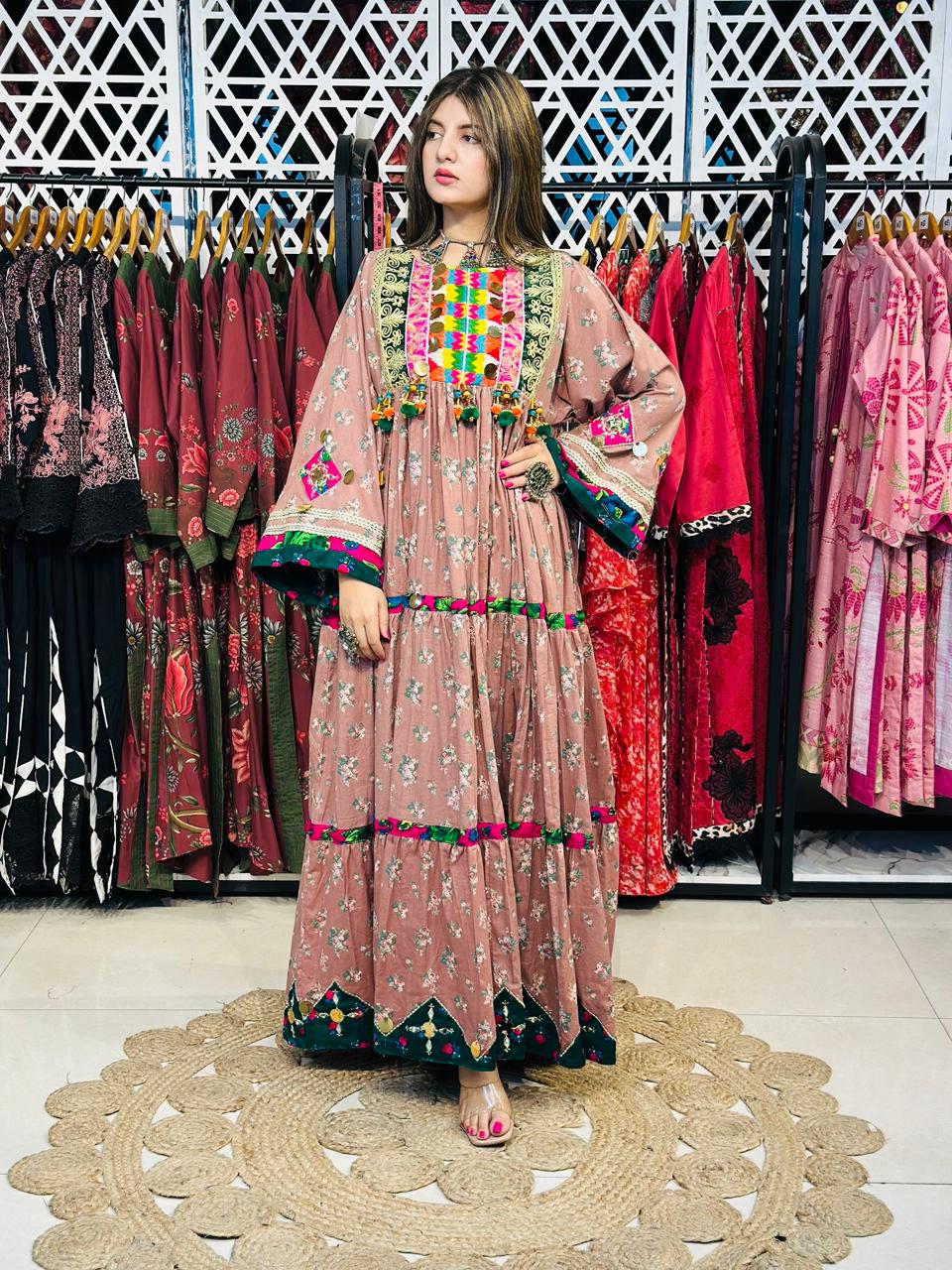 2 Pcs a heavy multicolor embroidered chest panel with mirror work