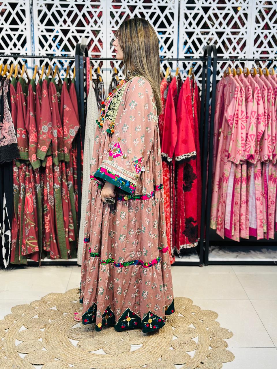 2 Pcs a heavy multicolor embroidered chest panel with mirror work