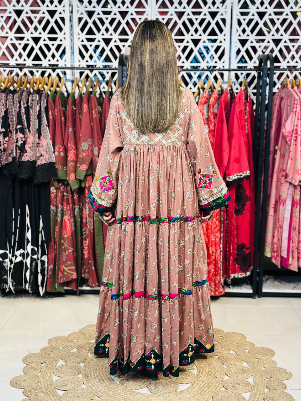 2 Pcs a heavy multicolor embroidered chest panel with mirror work