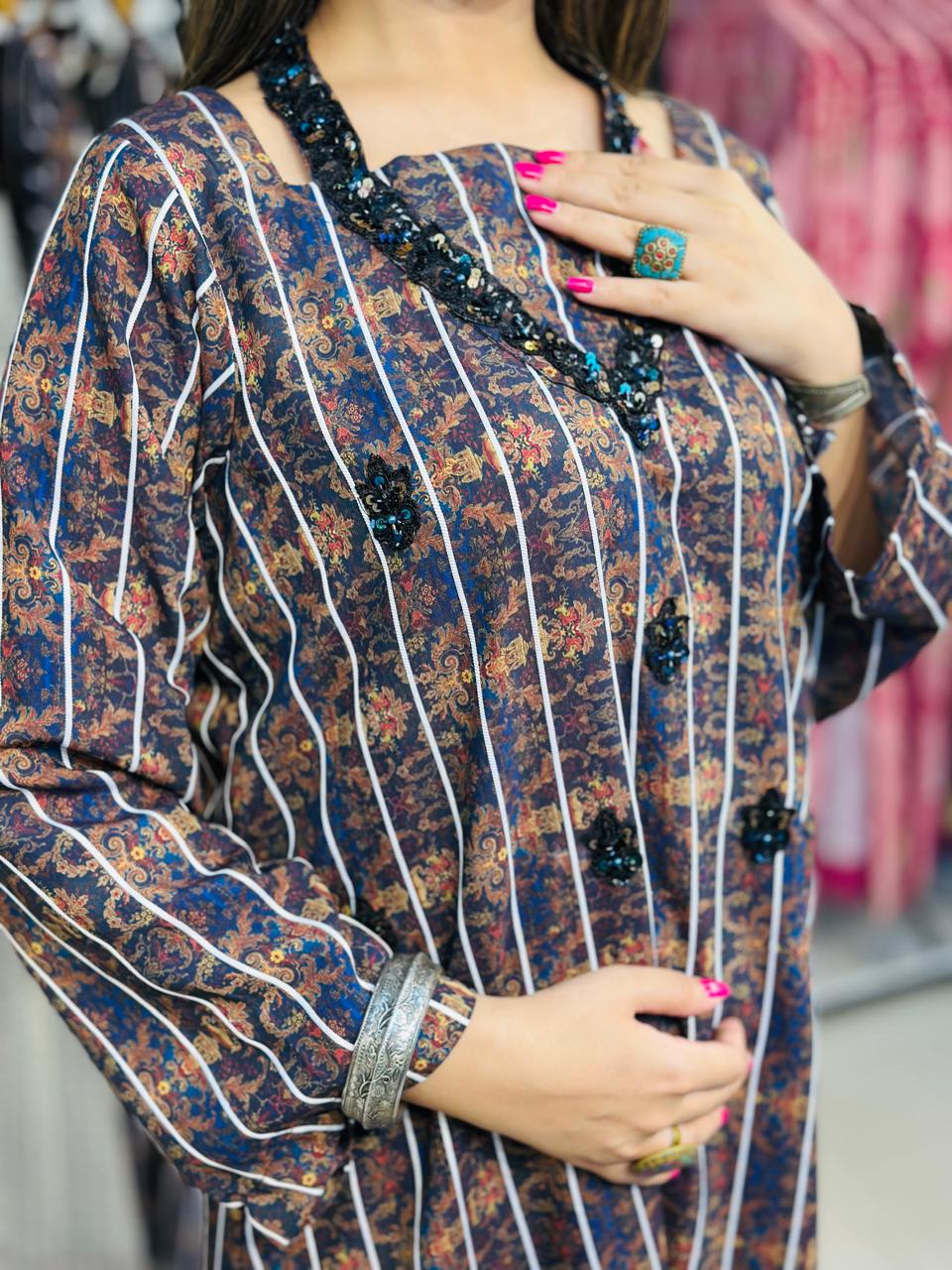 2 Pcs Handmade designer kaftan in a warm Marina fabric