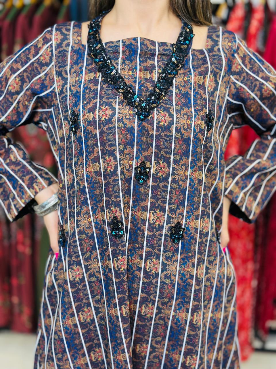 2 Pcs Handmade designer kaftan in a warm Marina fabric